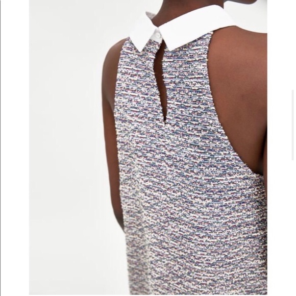 Zara Tweed Collared Halter-Neck Shift Dress, size Small - Picture 5 of 10
